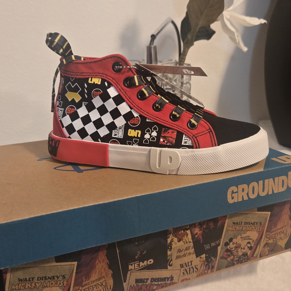 Disney High-Top Sneakers with Red and Black Design